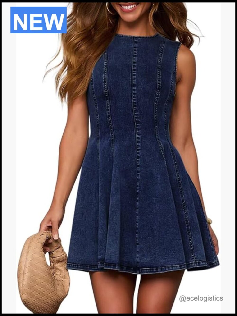 Sleeveless Babydoll Denim Dress A-Line Slim Fit Summer Jean Dress